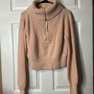Varley Pink 1/4 zip crop sweater
